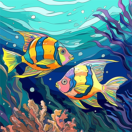 Fish Diy Paint By Numbers Kits UK For Adult Kids MJ8107