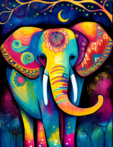 Elephant Paint By Numbers Kits UK MJ1369