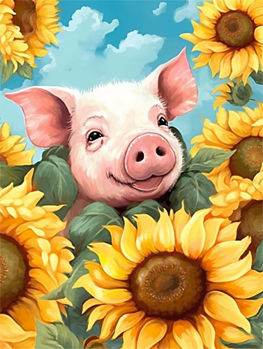 Pig Paint By Numbers Kits UK MJ8195