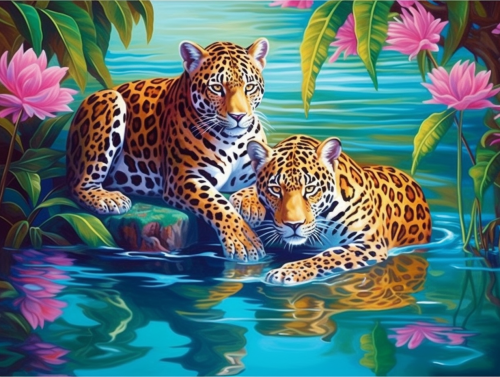Leopard Paint By Numbers Kits UK MJ9474