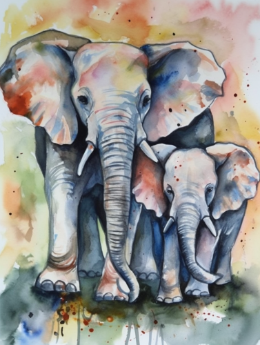 Elephant Paint By Numbers Kits UK MJ1324