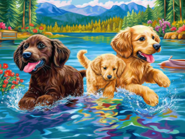 Dog Paint By Numbers Kits UK MJ9052
