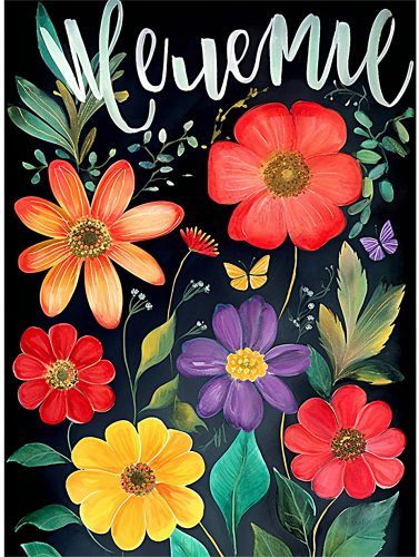 Flower Paint By Numbers Kits UK MJ2537
