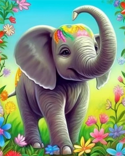 Elephant Paint By Numbers Kits UK MJ1325