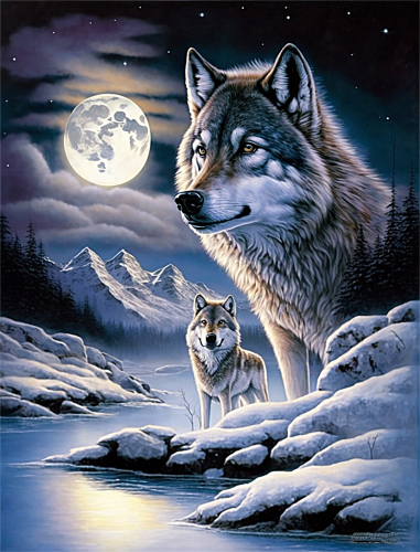 Wolf Diy Paint By Numbers Kits UK For Adult Kids MJ1419