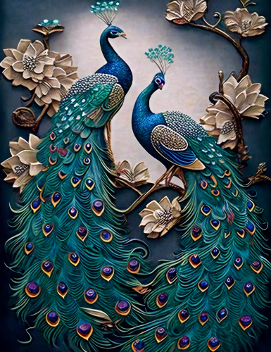 Peacock Paint By Numbers Kits UK MJ1628