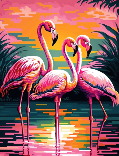 Flamingo Paint By Numbers Kits UK MJ9632