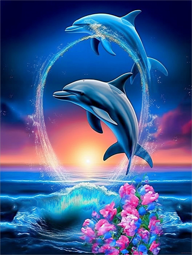 Dolphin Diy Paint By Numbers Kits UK For Adult Kids MJ1764