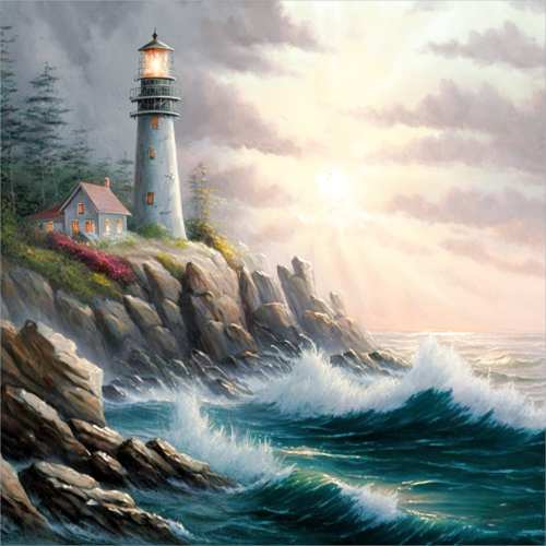 Lighthouse Diy Paint By Numbers Kits UK For Adult Kids MJ8420