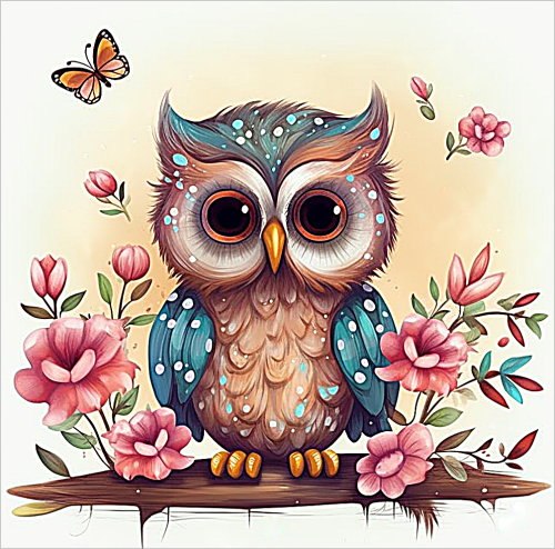 Owl Diy Paint By Numbers Kits UK For Adult Kids MJ7137