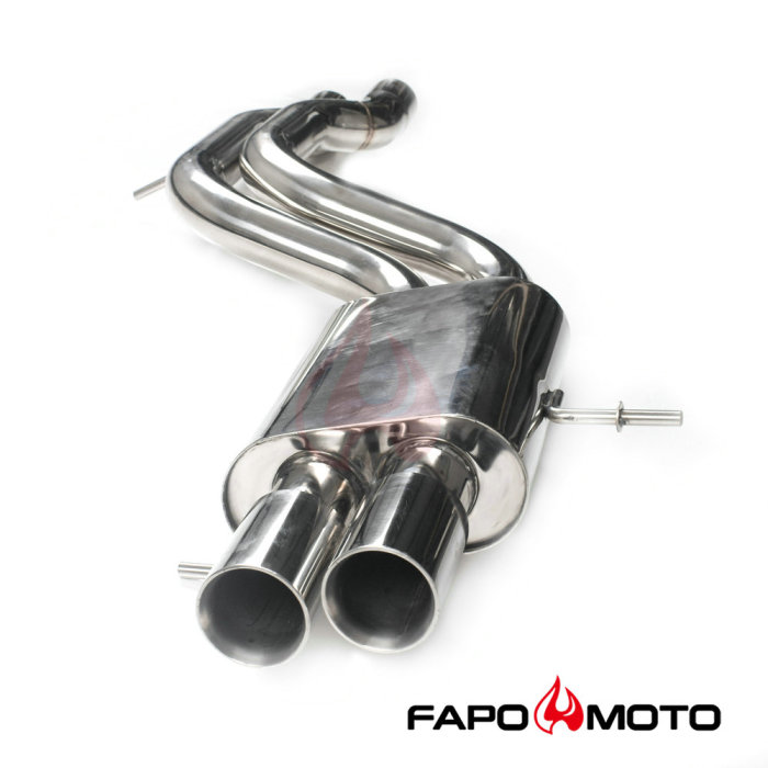 Exhaust Catback Dual 3 Muffler Twin Tips FOR Audi S4 B5 00 02 2.7L