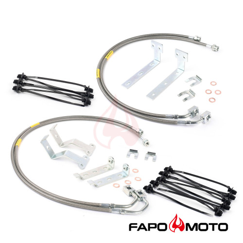 FZ900210+FZ900220 Extended Stainless Brake Line fits 2007-2018 Jeep Wrangler JL 2-6 Inch lift