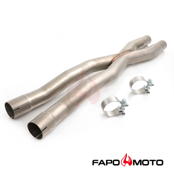 FE748010 2.5  X-Pipe Mid-Pipe compatible with Ford Mustang GT 15-18 S550 Resonator Delete 5.0L Coyote V8
