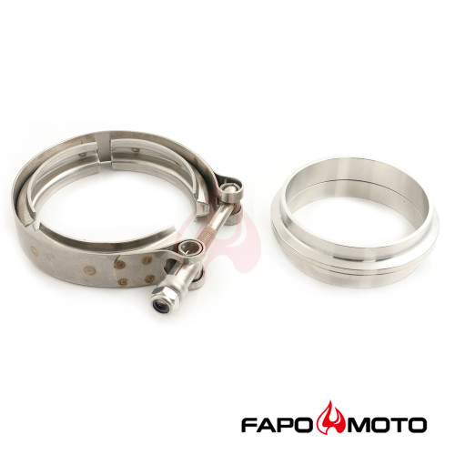 FJ405510 3  Inch 304 Stainless Steel V-Band Turbo Downpipe Exhaust Clamp Vband Universal