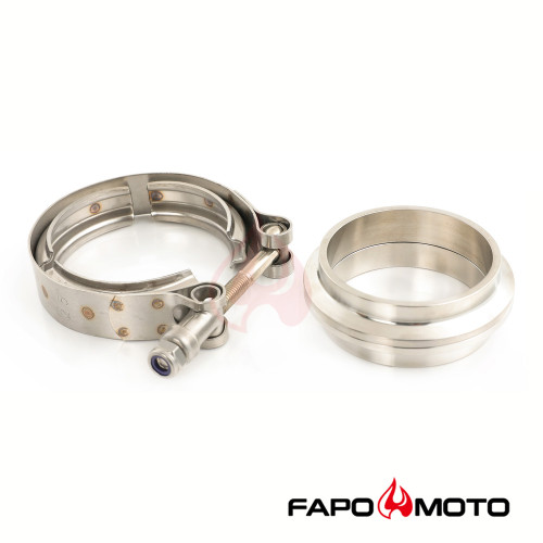 FJ405610 2.5  Inch 304 Stainless Steel V-Band Turbo Downpipe Exhaust Clamp Vband Universal