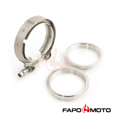 FJ405510 3  Inch 304 Stainless Steel V-Band Turbo Downpipe Exhaust Clamp Vband Universal