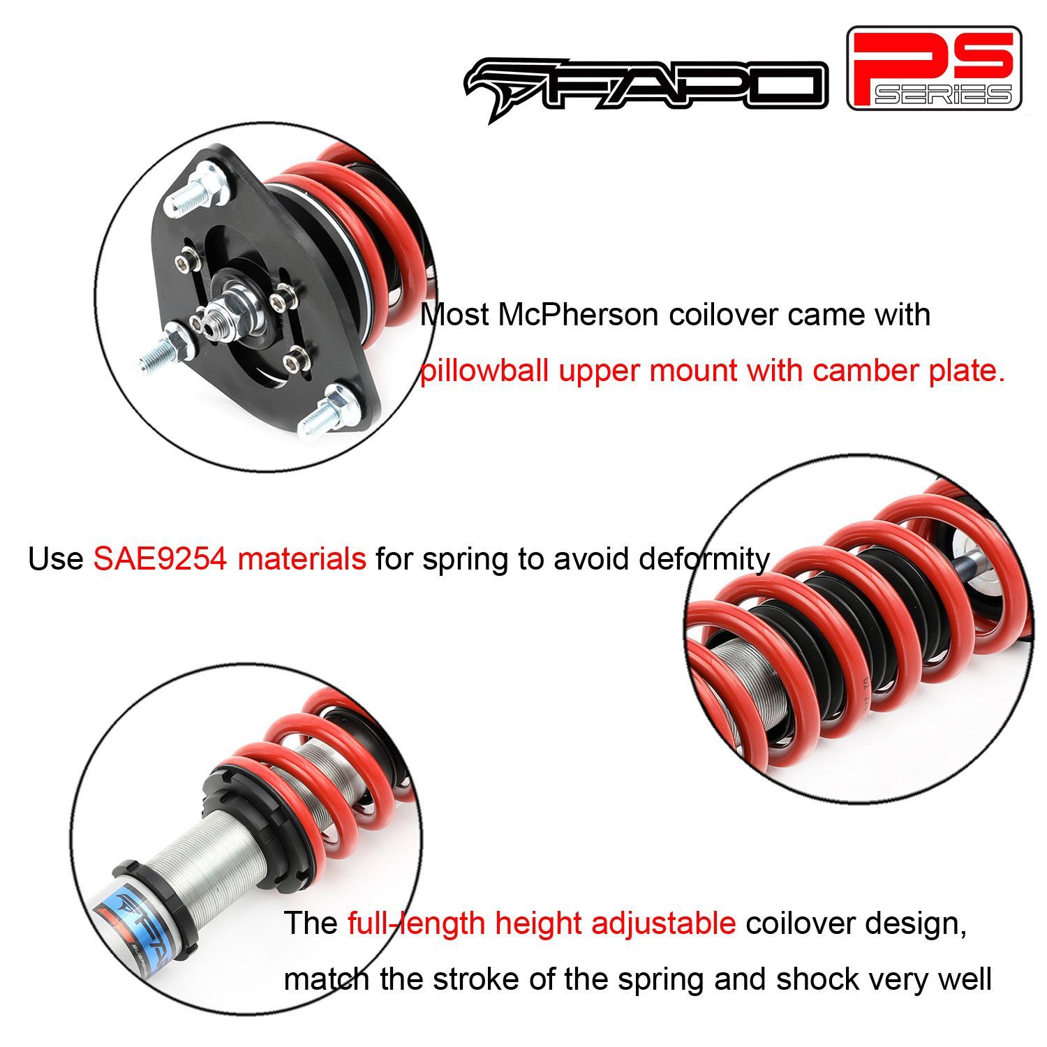 FAPO Coilovers Suspension Lowering kits for Toyota Corolla 8802 Adj Height