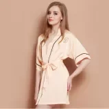 Pajama silk thin simple home wear bathrobe tied with ice cream robe