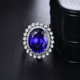 LOVERJEWELRY Real 18Kt White Gold 14.86ct Genuine Tanzanite Women Ring Real Diamonds Dual Use Function Jewelry Rings Or Pendant