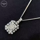 Aazuo 18K White Gold Real Diamonds IJ SI 0.63ct Fairy Square Necklace gifted for Women Senior Banquet Wedding Link Chain Au750