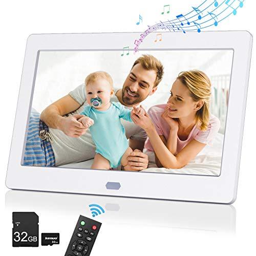 Kenuo デジタルフォトフレーム 7インチ 1280 800高解像度 Ips広視野角 32gbカード付き Ips広視野角 液晶 Usbメモリー 写真 動画 音楽再生 時計 カレンダー アラーム機能 リモコン付き 日本語取扱説明書 ホワイト