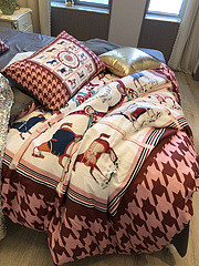 $100 A-323 Material:cotton  Four-piece set  size:1pc Duvet cover(200x230cm) +1pc bedsheet(240x250cm)+2pcs pillow case(45x74cm)