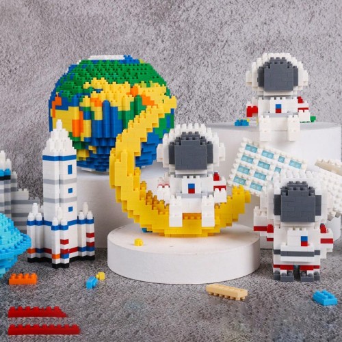 微顆粒兼容樂高積木 太空人擺件 成人益智拼裝玩具禮物