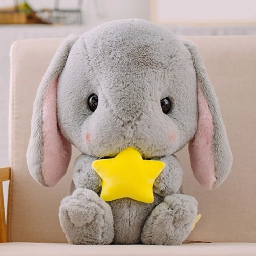 可愛長耳朵兔公仔毛絨玩具垂耳兔子玩偶抱枕