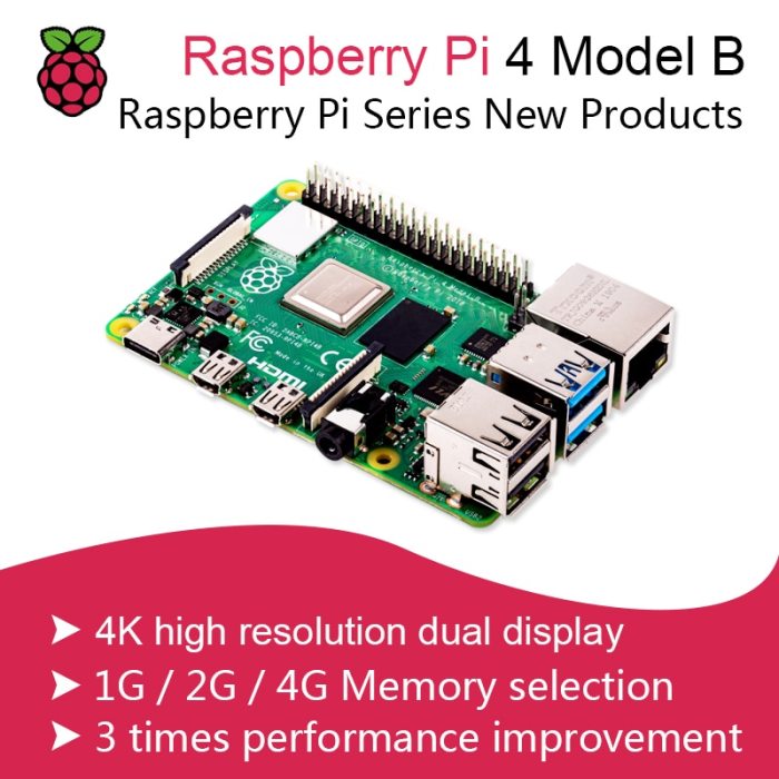 New Official Original Raspberry Pi 4 Model B Development Board Kit RAM 1G/2G/4G 4 Core CPU 1.5Ghz 3 Speeder Than Pi 3B+