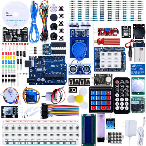 UNO R3 Project Most Complete Starter Kit w/Tutorial Compatible with Arduino IDE (63 Items)