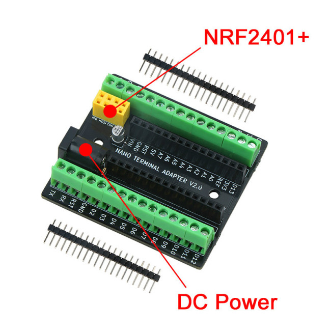 Nano Terminal Expansion Adapter Board for Arduino Nano V3.0 AVR ATMEGA328P with NRF2401+ Expansion Interface DC Power