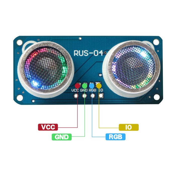 RUS-04 Ultrasonic Module with RGB Light Distance Sensor Compatible HC-SR04 obstacle avoidance sensor for Arduino Smart Car Robot