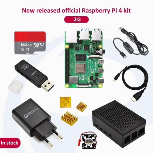 Raspberry pi 4 2GB/4GB/8GB kit Raspberry Pi 4 Model B PI 4B: +Heat Sink+Power Adapter+Case +HDMI Cable+3.5 inch screen