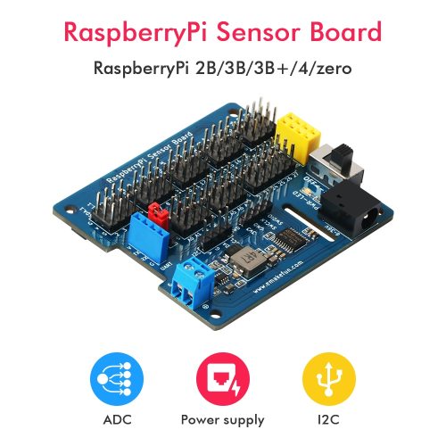 Expansion Board for Raspberry Pi 2B/3B/3B+/4/zero Sensor Board 5V 3A Support 8-channel ADC Reading with MCU