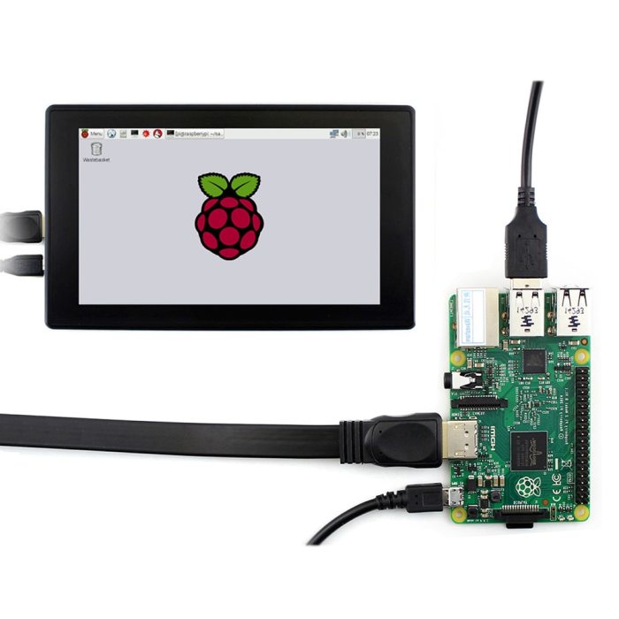 Raspberry Pi 4 Model B/ 3B+/ 3B 7 Inch Screen with LCD Screen Case 7 Monitor Display 1024x600 IPS Capacitive Touch Screen