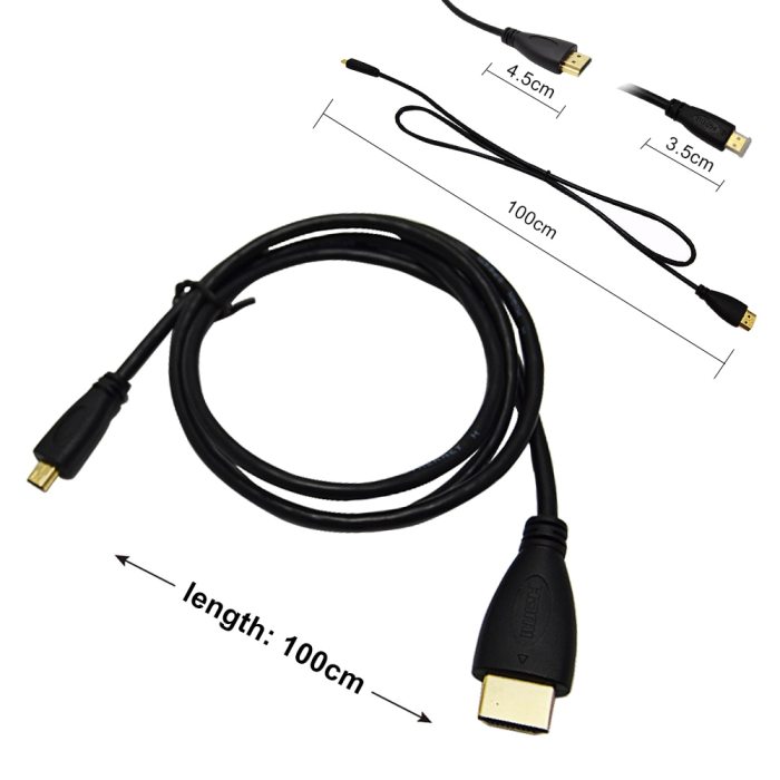 Micro HDMI to HDMI Cable Plated HDMI Adapter Cord for Tablet HDTV and Raspberry Pi 4 HDMI HD Cable