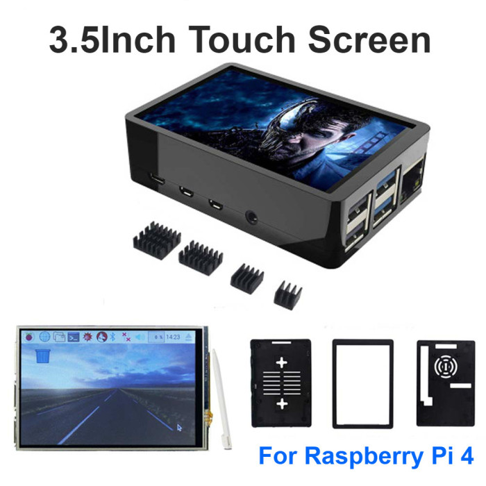 3.5 Inch Raspberry Pi 4 Model B Touch Screen 480*320 LCD Display + Touch Pen + Dual Use ABS Case Box Shell for Raspberry Pi 4