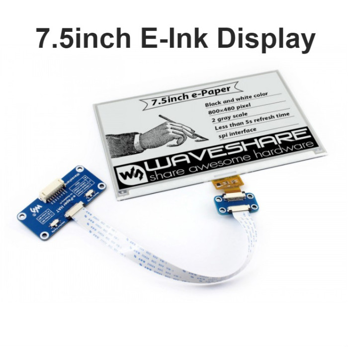 Waveshare 800x480 7.5inch E-Ink  HAT E-paper Display Supports Raspberry Pi STM32 Two-Color Ultra low power Consumption