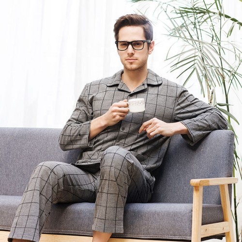 Men's cotton design your own long sleeve pajamas