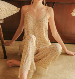 B24316A Sexy pajamas set women's long-sleeved Homewear three-piece pajamas