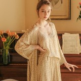 B24316A Sexy pajamas set women's long-sleeved Homewear three-piece pajamas