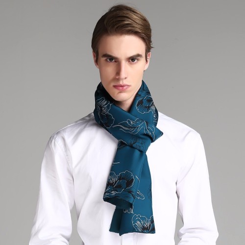 Mens Double-layer 100% twill silk 100% wool winter scarf