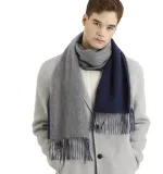 hot sale double sided two color tone  winter pure wool cashmere pashmina scarf for men