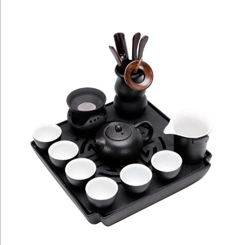 Black Pottery Chinese Tea Set Kung Fu Japanese Style Tea Set for Gift