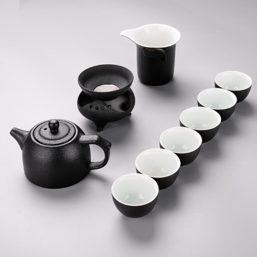 Black Pottery Chinese Tea Set Kung Fu Japanese Style Tea Set for Gift