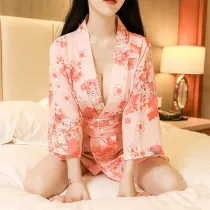 Sexy erotic lingerie women summer kimono pajamas