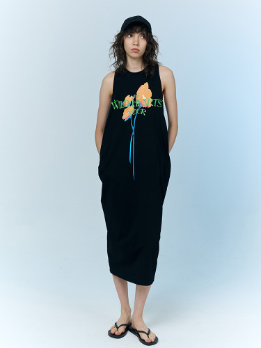 long backless printed dress