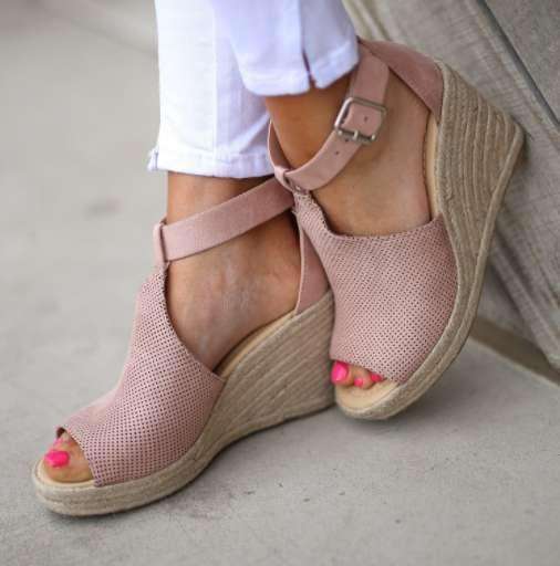 Women Chic Espadrille Wedges Adjustable Buckle Sandals