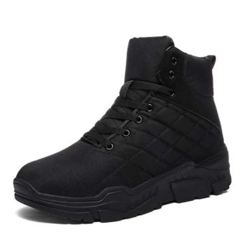 Men Waterproof Cloth Warm Lined Lace Up Casual Ankle Boots