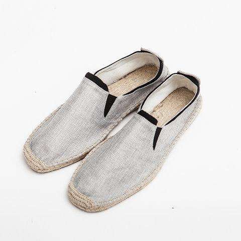 Color-block Linen Slip-On Flats Loafers